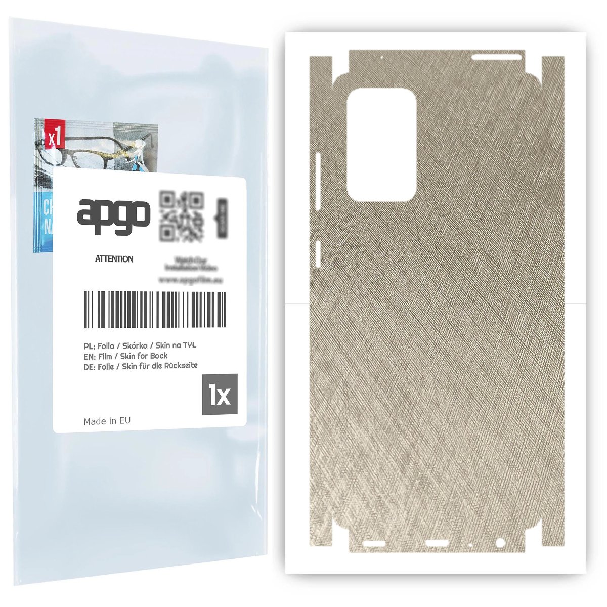 Folia naklejka skórka strukturalna na TYŁ+BOKI do Samsung Galaxy A72 -  Tytan Srebrny - apgo SKINS