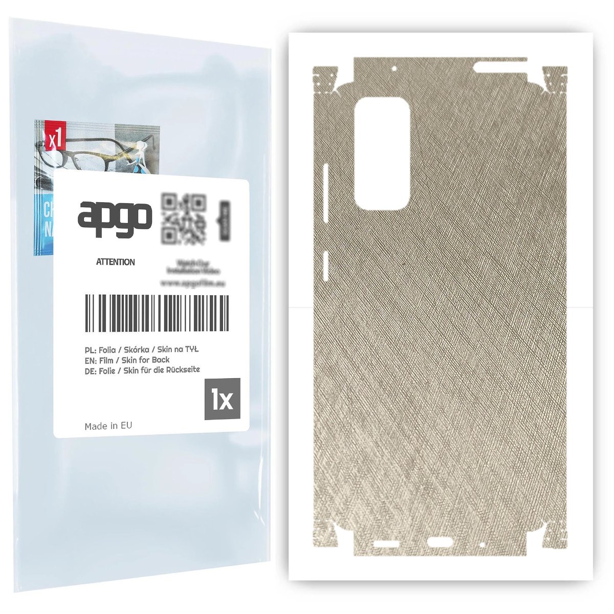 Folia naklejka skórka strukturalna na TYŁ+BOKI do Samsung Galaxy S20 FE -  Tytan Srebrny - apgo SKINS