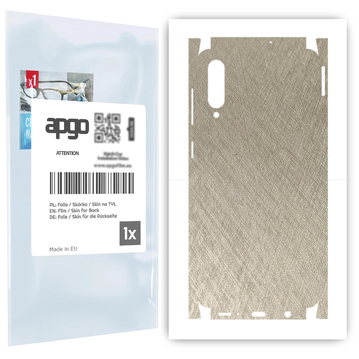 Folia naklejka skórka strukturalna na TYŁ+BOKI do Samsung Galaxy A50s -  Tytan Srebrny - apgo SKINS