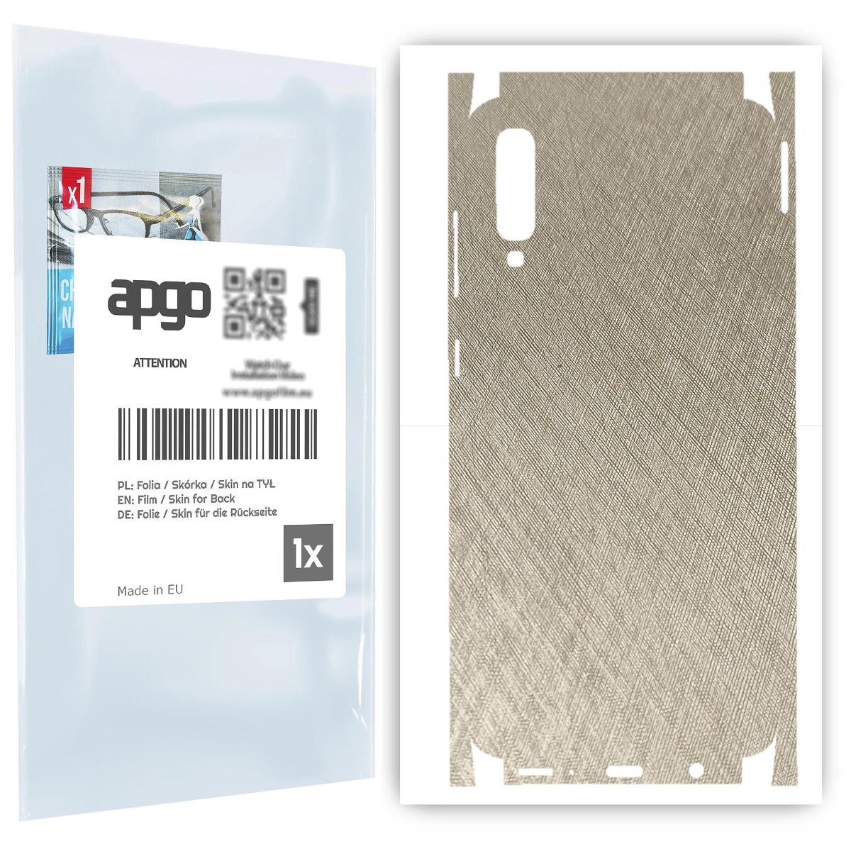 Folia naklejka skórka strukturalna na TYŁ+BOKI do Samsung Galaxy A70 -  Tytan Srebrny - apgo SKINS