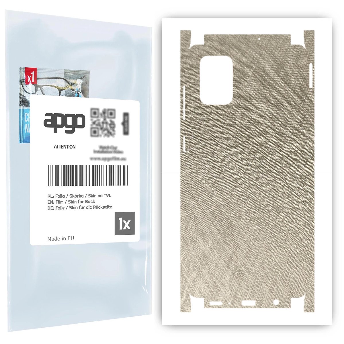 Folia naklejka skórka strukturalna na TYŁ+BOKI do Samsung Galaxy A71 -  Tytan Srebrny - apgo SKINS