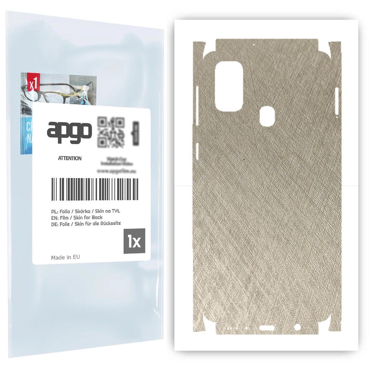 Folia naklejka skórka strukturalna na TYŁ+BOKI do Samsung Galaxy M21 -  Tytan Srebrny - apgo SKINS