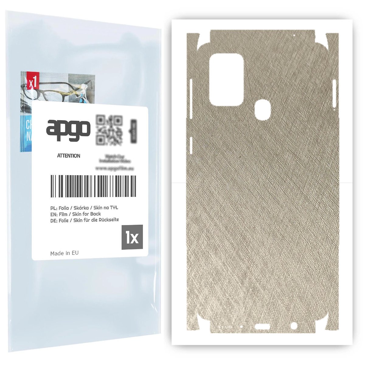 Folia naklejka skórka strukturalna na TYŁ+BOKI do Samsung Galaxy M31 -  Tytan Srebrny - apgo SKINS