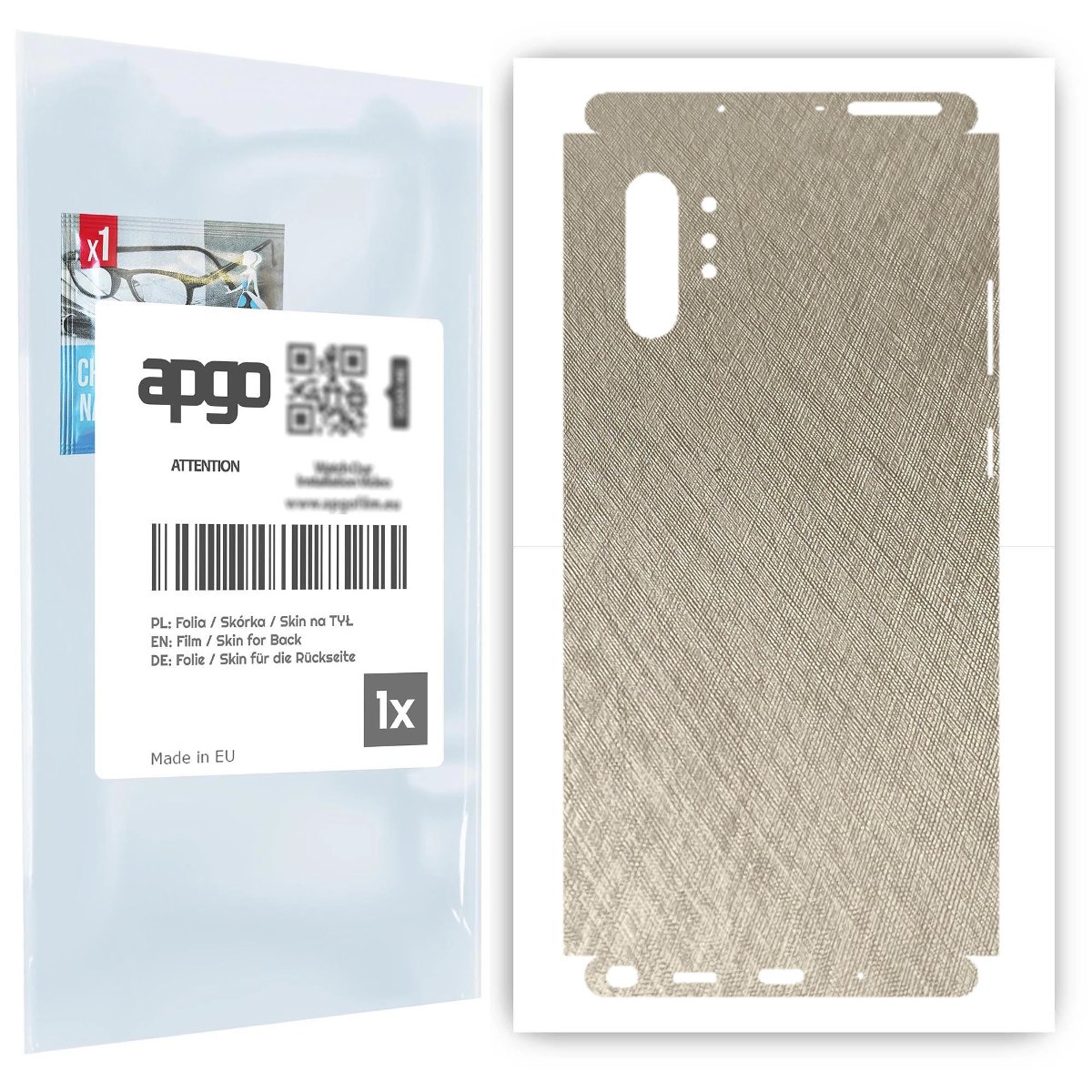 Folia naklejka skórka strukturalna na TYŁ+BOKI do Samsung Galaxy Note 10+ -  Tytan Srebrny - apgo SKINS