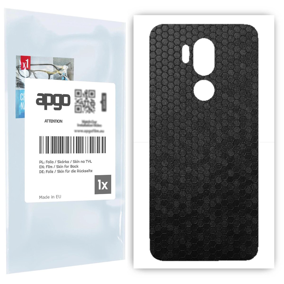 Folia naklejka skórka strukturalna na TYŁ do LG G7 ThinQ -  Plaster Miodu Czarny - apgo SKINS