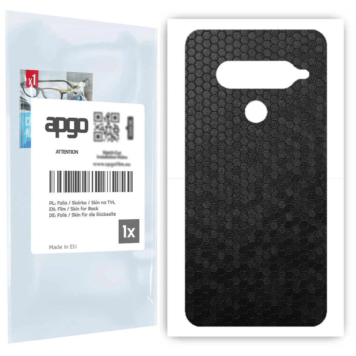 Folia naklejka skórka strukturalna na TYŁ do LG G8S ThinQ -  Plaster Miodu Czarny - apgo SKINS