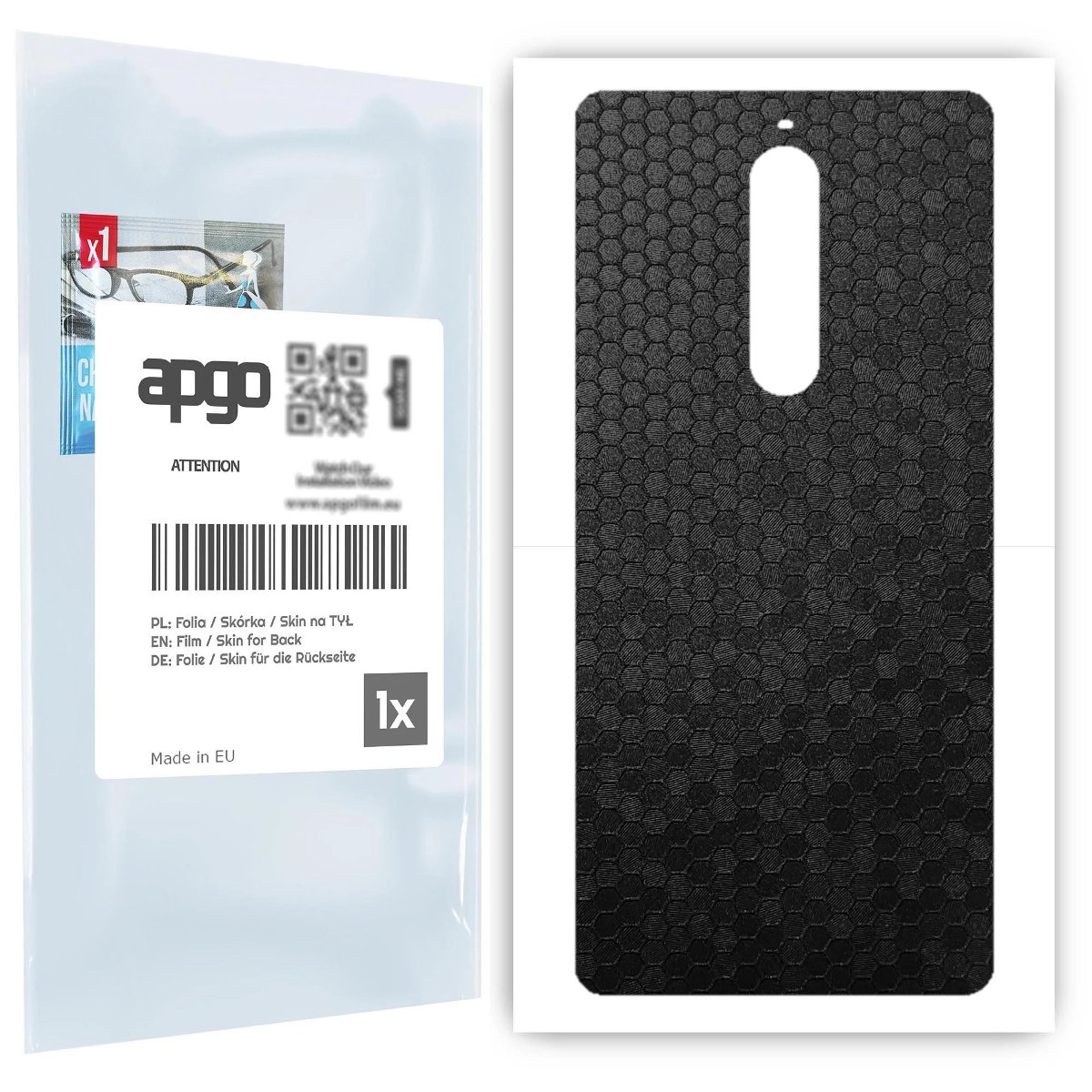 Folia naklejka skórka strukturalna na TYŁ do Nokia 5.1 -  Plaster Miodu Czarny - apgo SKINS