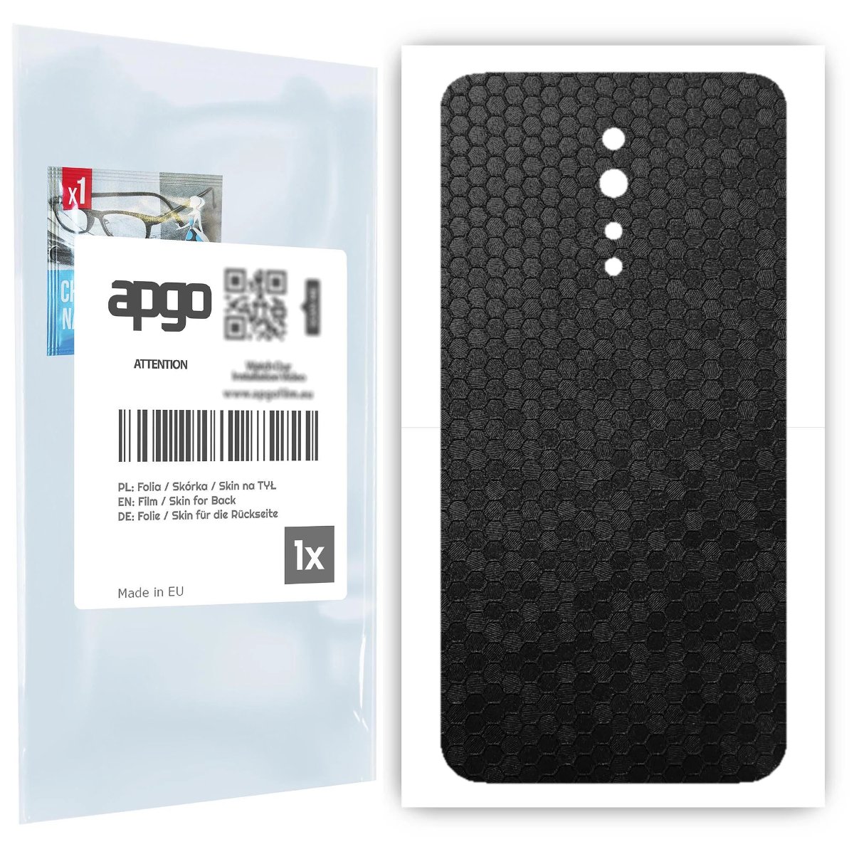 Folia naklejka skórka strukturalna na TYŁ do Oppo Reno Z -  Plaster Miodu Czarny - apgo SKINS