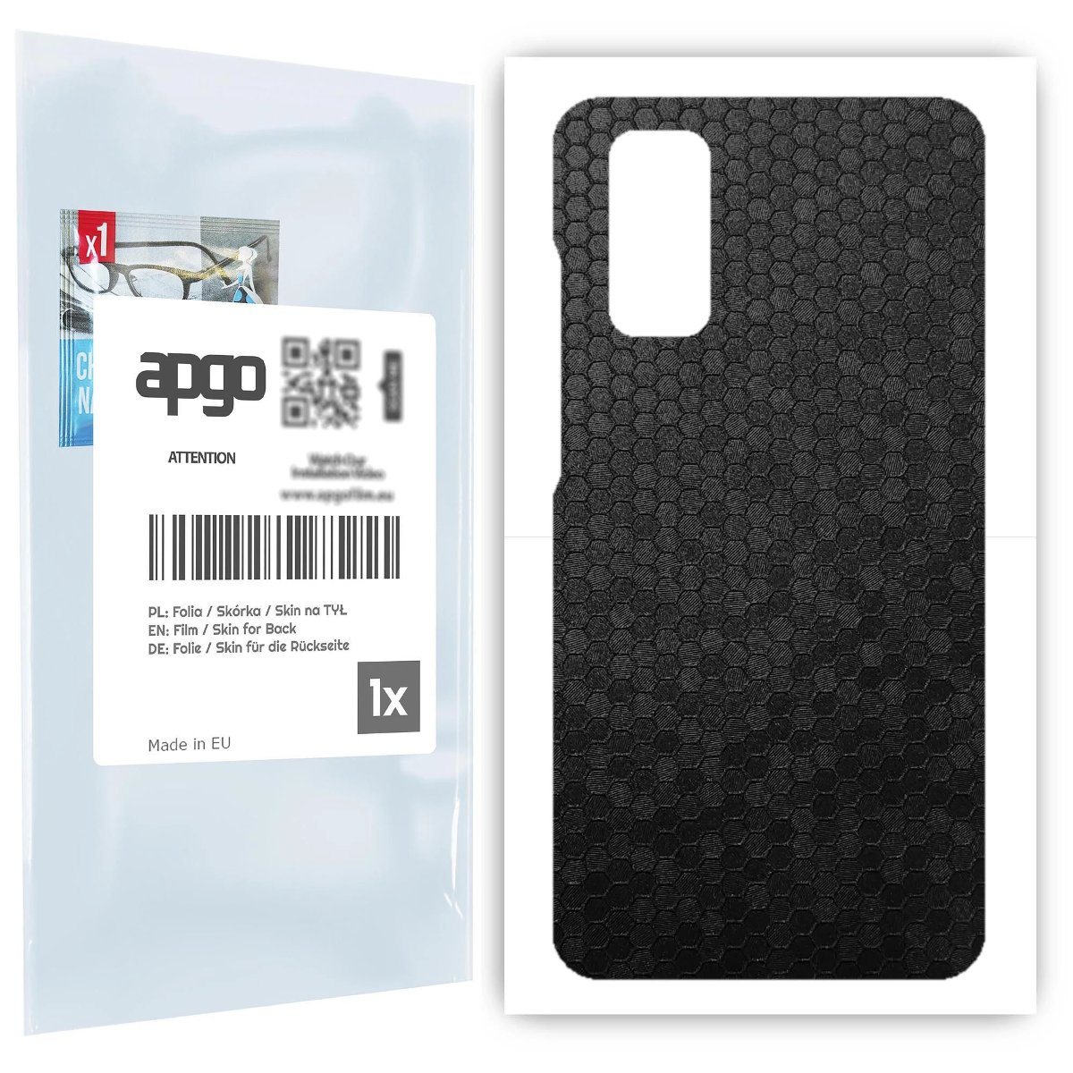 Folia naklejka skórka strukturalna na TYŁ do Samsung Galaxy S20 -  Plaster Miodu Czarny - apgo SKINS