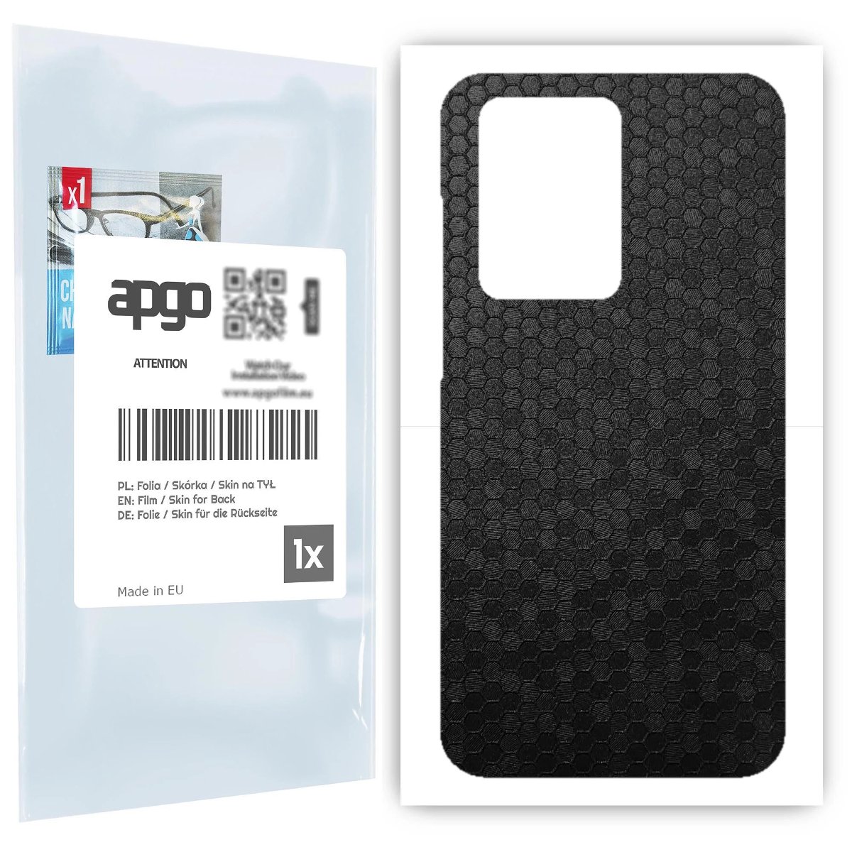 Folia naklejka skórka strukturalna na TYŁ do Samsung Galaxy S20+ 5G -  Plaster Miodu Czarny - apgo SKINS