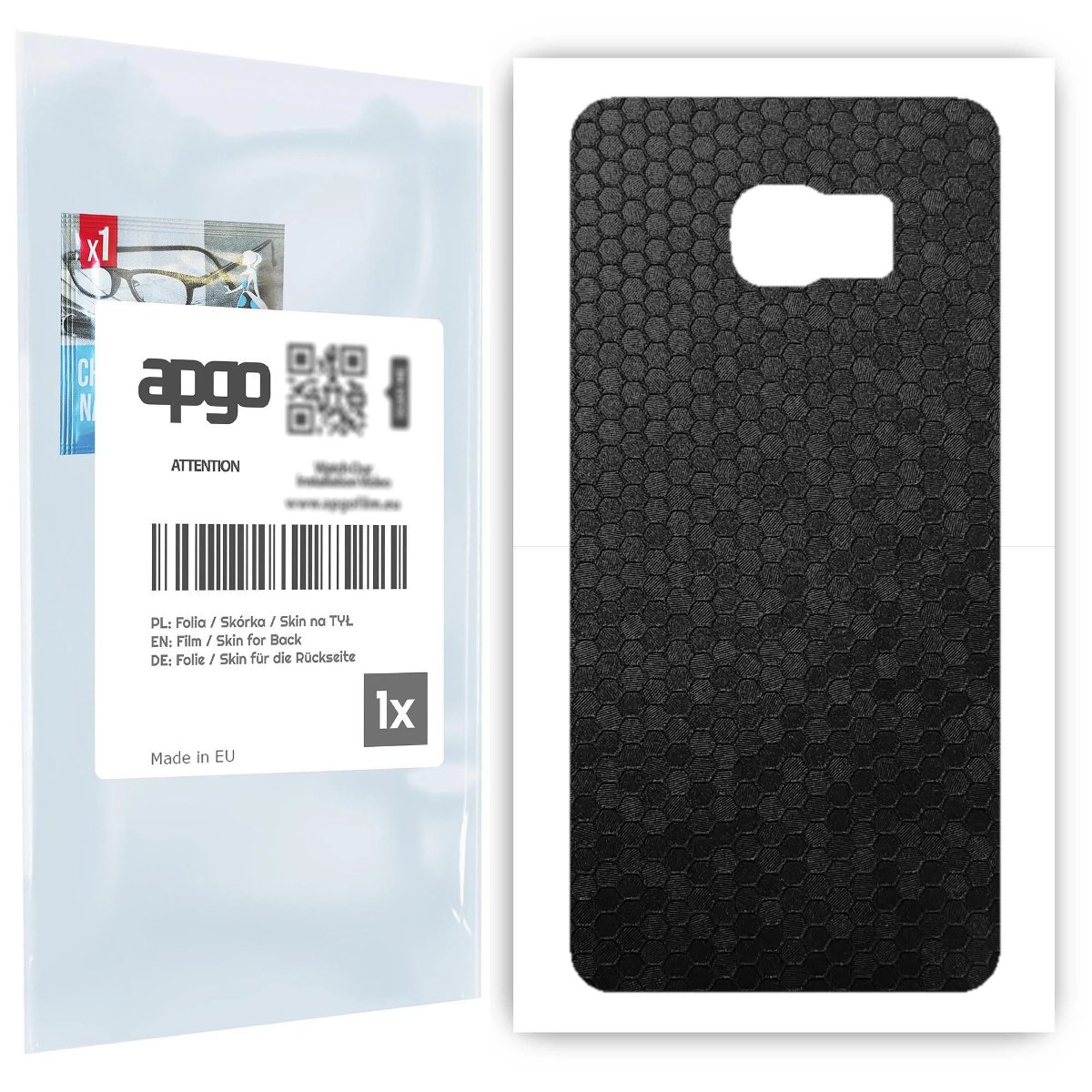 Folia naklejka skórka strukturalna na TYŁ do Samsung Galaxy S6 Edge+ SM-G928F -  Plaster Miodu Czarny - apgo SKINS