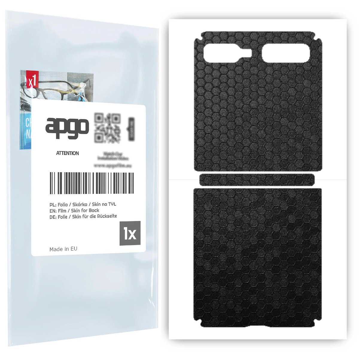 Folia naklejka skórka strukturalna na TYŁ do Samsung Galaxy Z Flip 5G -  Plaster Miodu Czarny - apgo SKINS