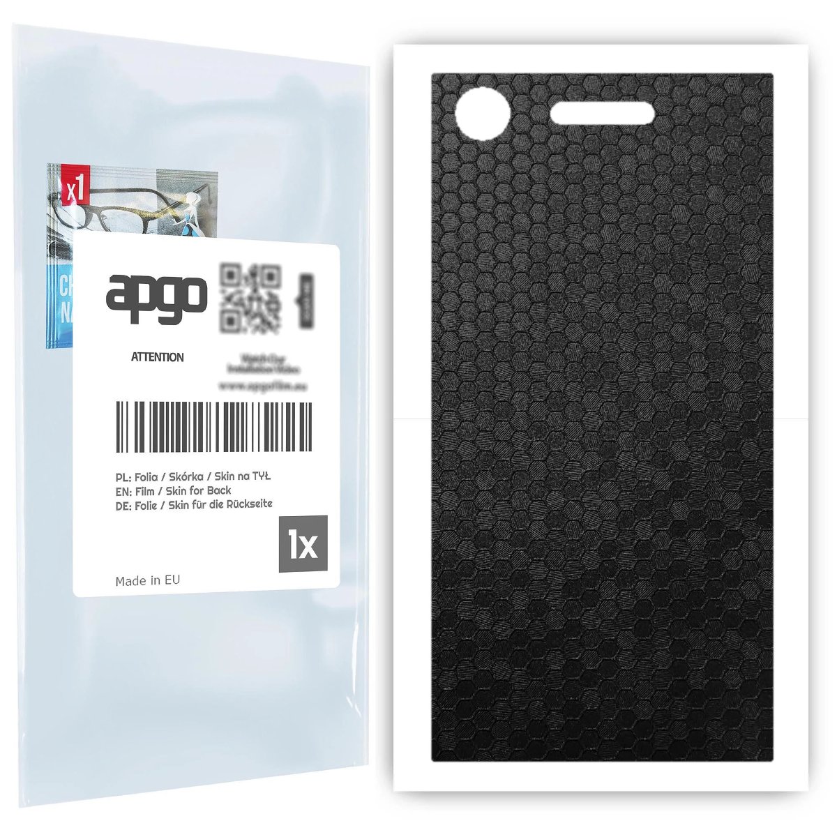 Folia naklejka skórka strukturalna na TYŁ do Sony Xperia XZ1 -  Plaster Miodu Czarny - apgo SKINS