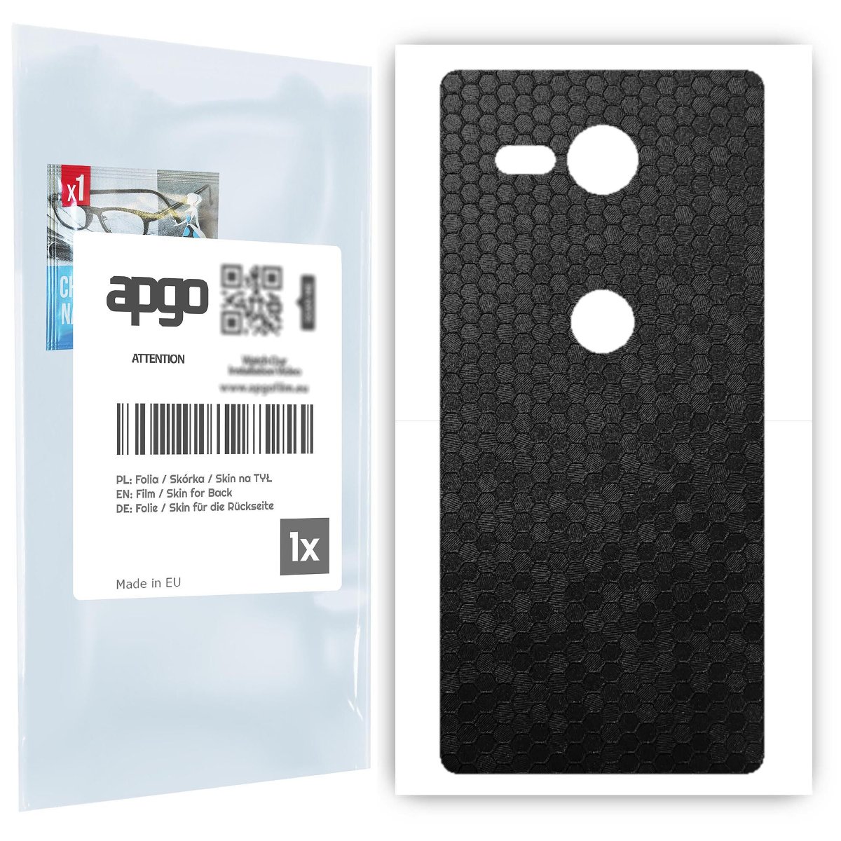 Folia naklejka skórka strukturalna na TYŁ do Sony Xperia XZ2 Compact -  Plaster Miodu Czarny - apgo SKINS