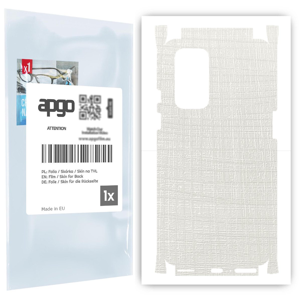 Folia naklejka skórka strukturalna na TYŁ+BOKI do OnePlus 9 -  Tkanina Biała - apgo SKINS