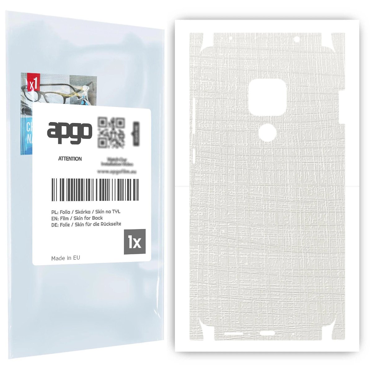 Folia naklejka skórka strukturalna na TYŁ+BOKI do Huawei Mate 20 -  Tkanina Biała - apgo SKINS
