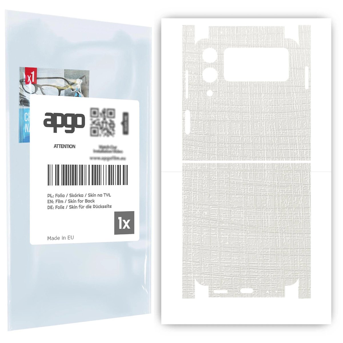 Folia naklejka skórka strukturalna na TYŁ+BOKI do Samsung Galaxy Z Flip 3 -  Tkanina Biała - apgo SKINS