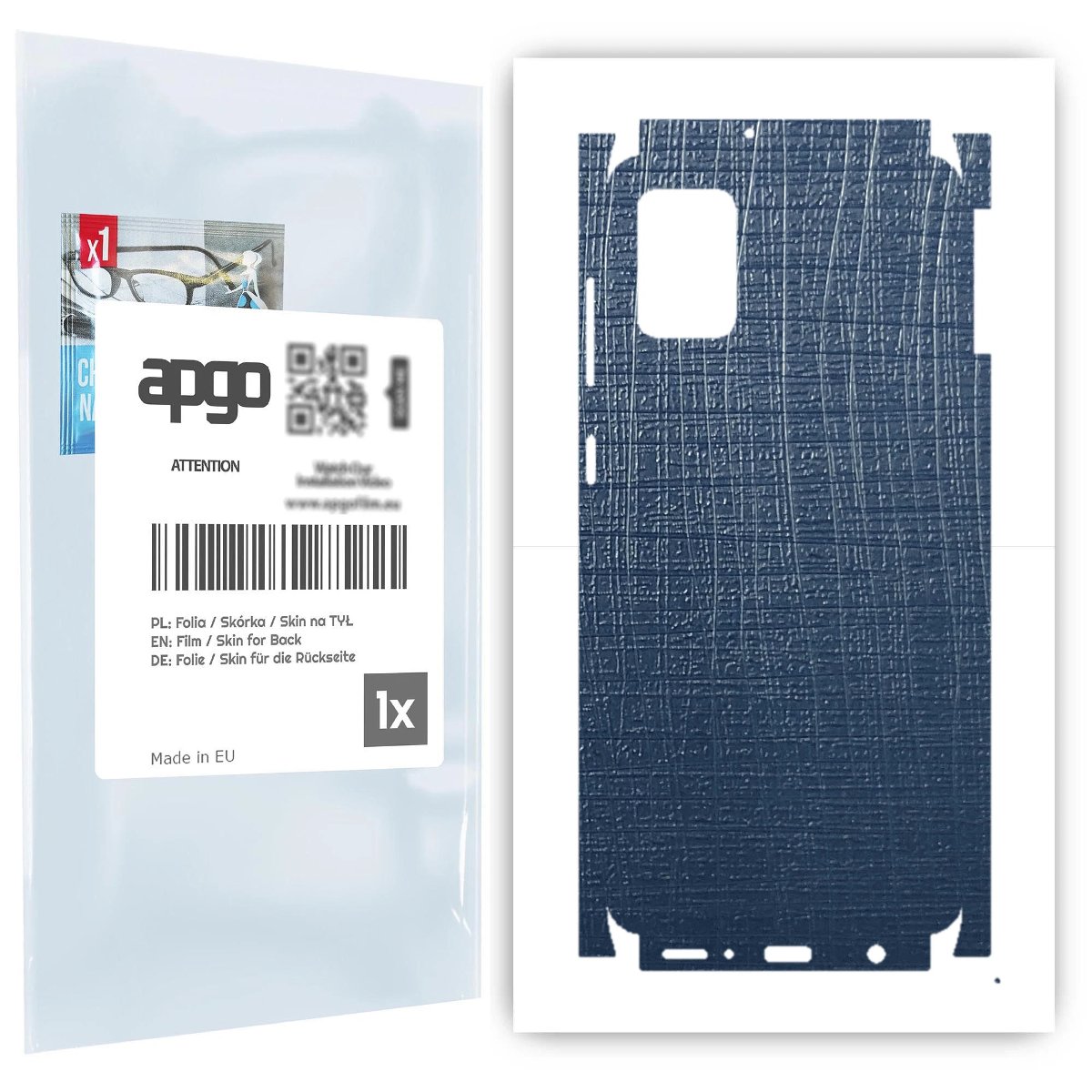 Folia naklejka skórka strukturalna na TYŁ+BOKI do Samsung Galaxy A31 -  Tkanina Granatowa - apgo SKINS