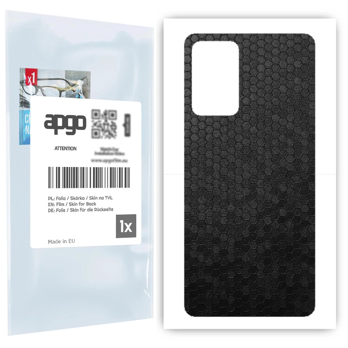Folia naklejka skórka strukturalna na TYŁ do Samsung Galaxy A72 -  Plaster Miodu Czarny - apgo SKINS