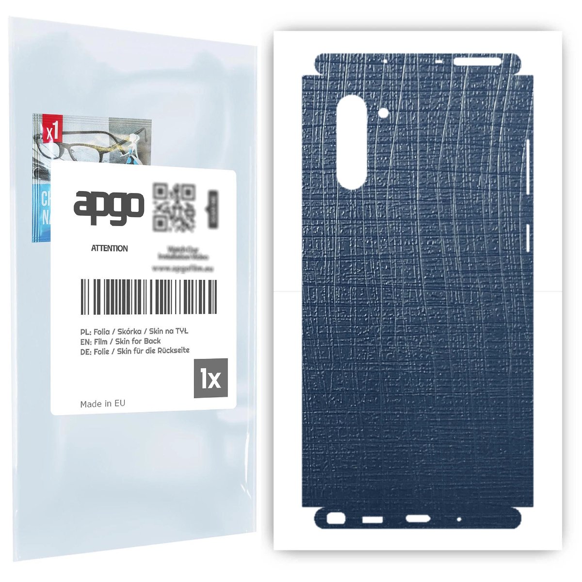 Folia naklejka skórka strukturalna na TYŁ+BOKI do Samsung Galaxy Note 10 -  Tkanina Granatowa - apgo SKINS