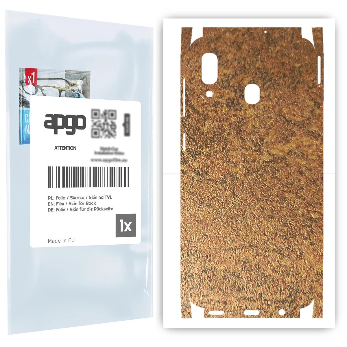 Folia naklejka skórka strukturalna na TYŁ+BOKI do Samsung Galaxy A20 -  Zardzewiała Miedź - apgo SKINS