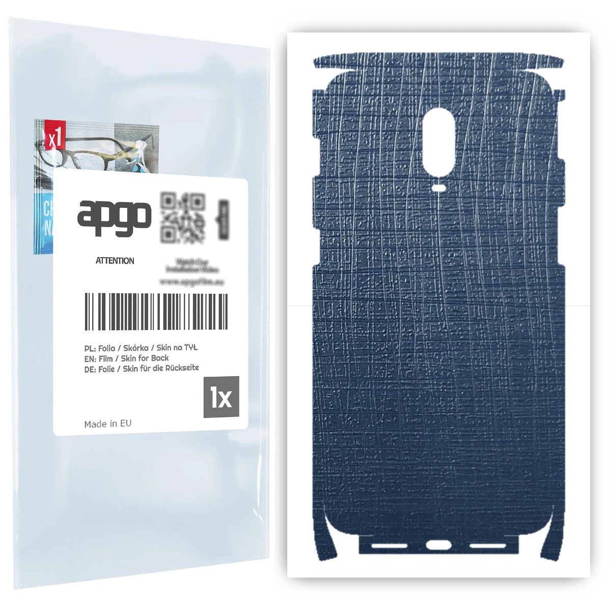 Folia naklejka skórka strukturalna na TYŁ+BOKI do OnePlus 6T -  Tkanina Granatowa - apgo SKINS