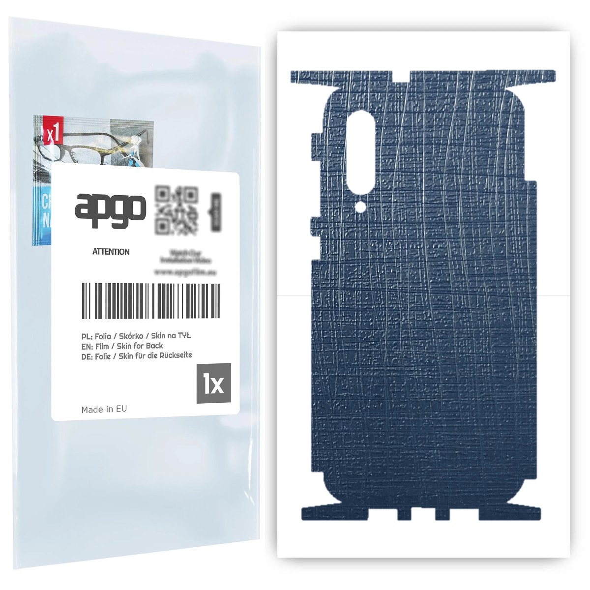 Folia naklejka skórka strukturalna na TYŁ+BOKI do Xiaomi Mi 9 Pro -  Tkanina Granatowa - apgo SKINS