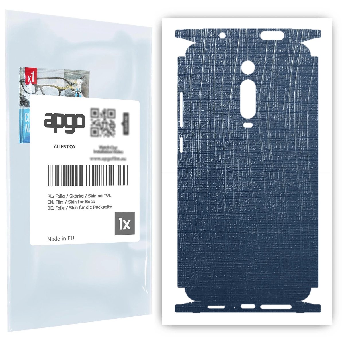 Folia naklejka skórka strukturalna na TYŁ+BOKI do Xiaomi Mi 9T Pro -  Tkanina Granatowa - apgo SKINS