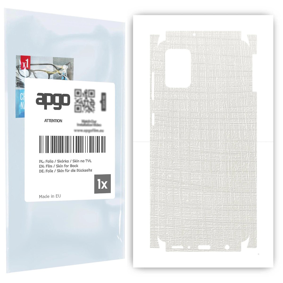 Folia naklejka skórka strukturalna na TYŁ+BOKI do Samsung Galaxy A31 -  Tkanina Biała - apgo SKINS