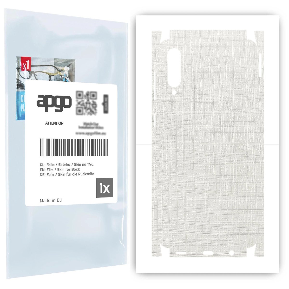 Folia naklejka skórka strukturalna na TYŁ+BOKI do Samsung Galaxy A50s -  Tkanina Biała - apgo SKINS