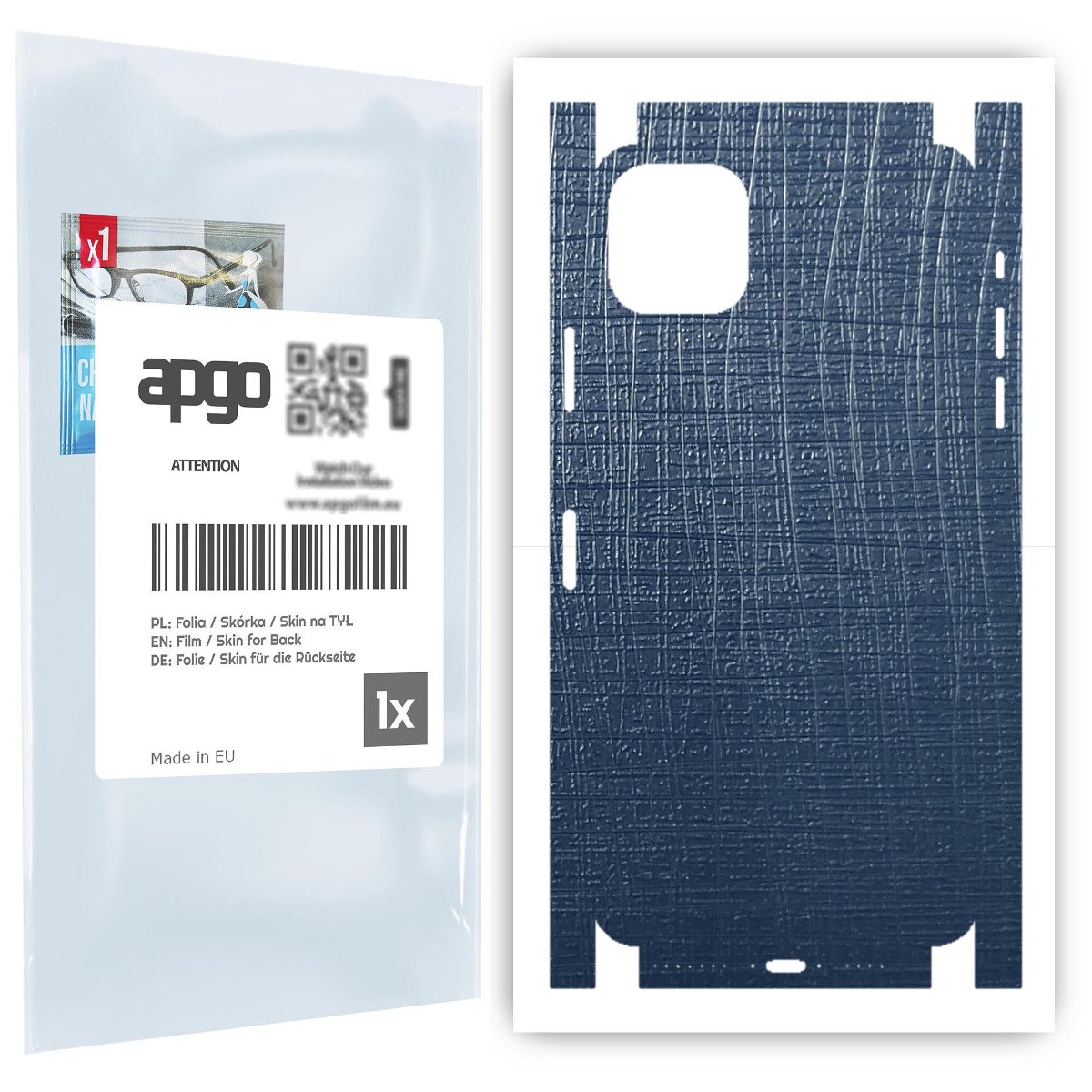Folia naklejka skórka strukturalna na TYŁ+BOKI do Apple iPhone 11 Pro Max -  Tkanina Granatowa - apgo SKINS