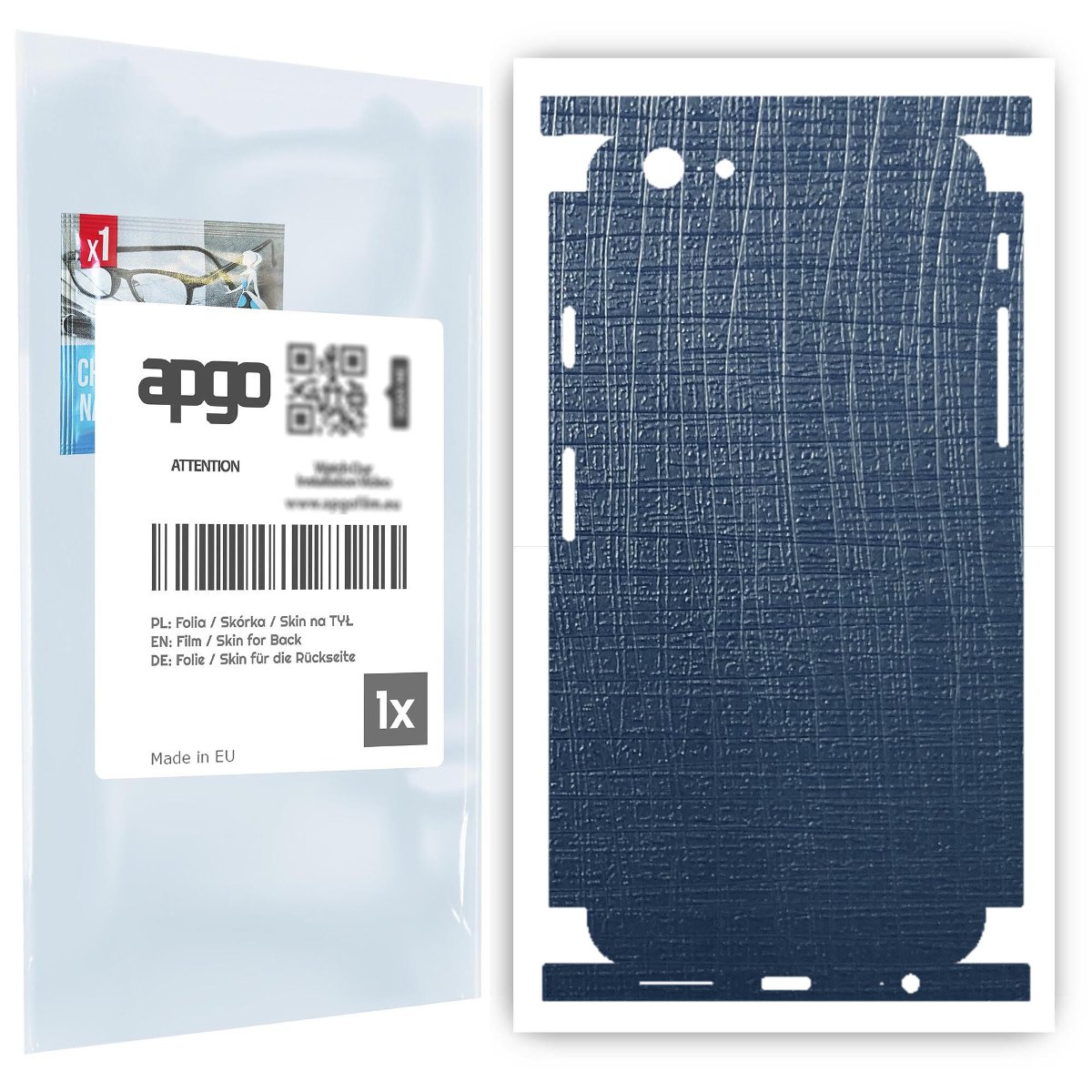 Folia naklejka skórka strukturalna na TYŁ+BOKI do Apple iPhone 6 -  Tkanina Granatowa - apgo SKINS