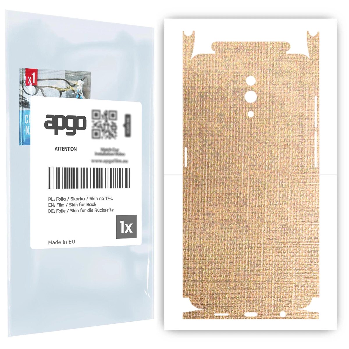 Folia naklejka skórka strukturalna na TYŁ+BOKI do Oppo Reno -  Tkanina Denim Beżowy - apgo SKINS