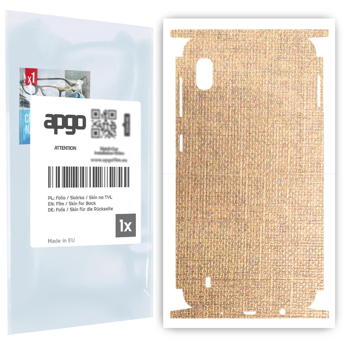 Folia naklejka skórka strukturalna na TYŁ+BOKI do Samsung Galaxy A10 -  Tkanina Denim Beżowy - apgo SKINS