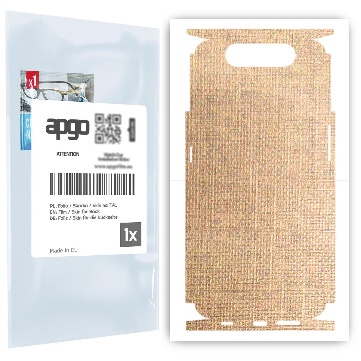 Folia naklejka skórka strukturalna na TYŁ+BOKI do Samsung Galaxy A80 -  Tkanina Denim Beżowy - apgo SKINS