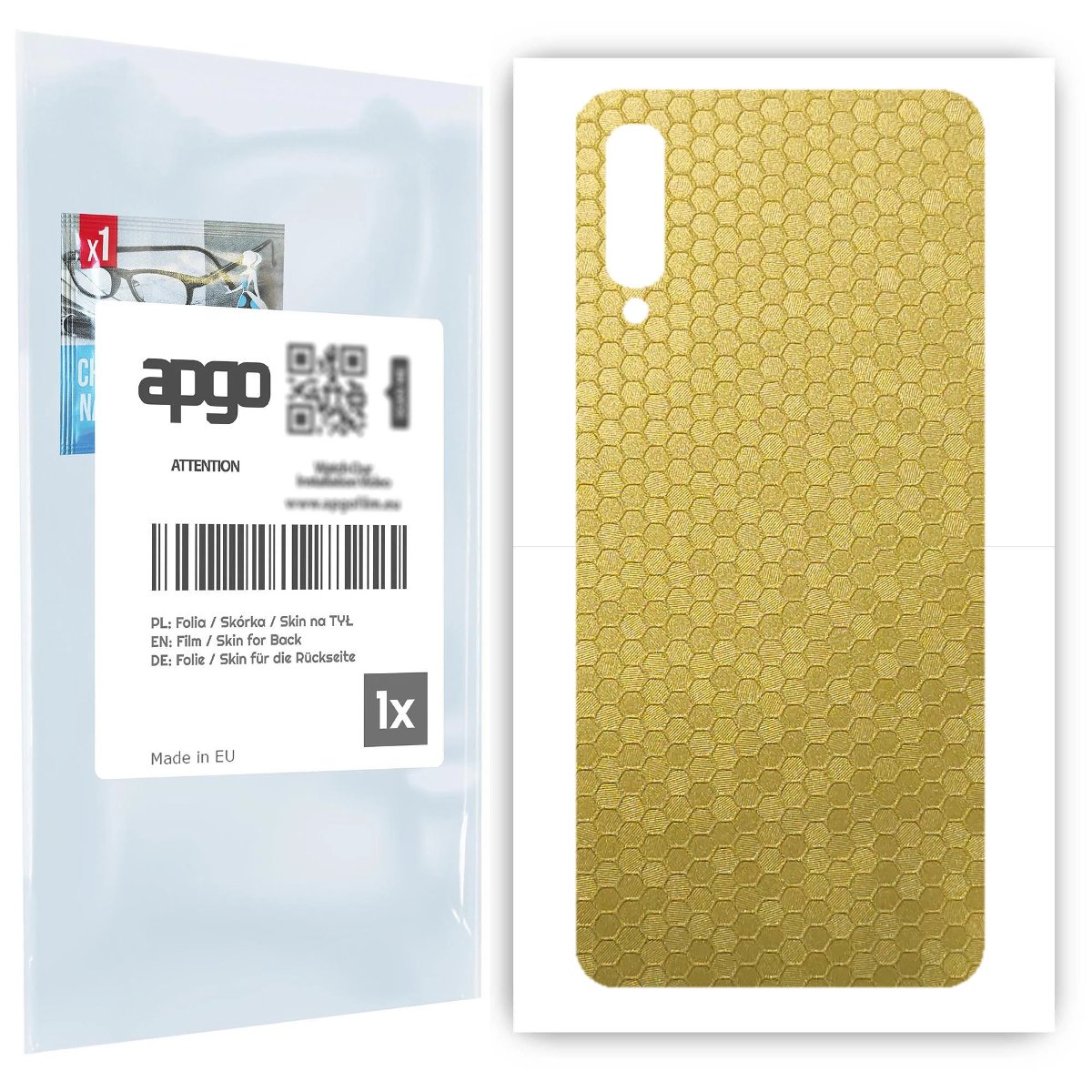 Folia naklejka skórka strukturalna na TYŁ do Samsung Galaxy A50 -  Plaster Miodu Złoty - apgo SKINS