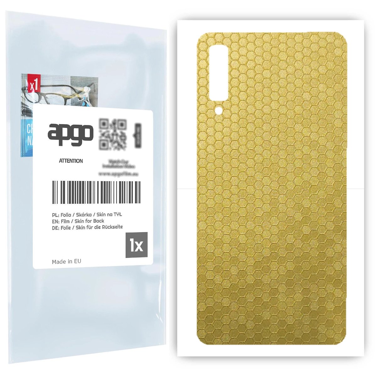 Folia naklejka skórka strukturalna na TYŁ do Samsung Galaxy A7 (2018) -  Plaster Miodu Złoty - apgo SKINS