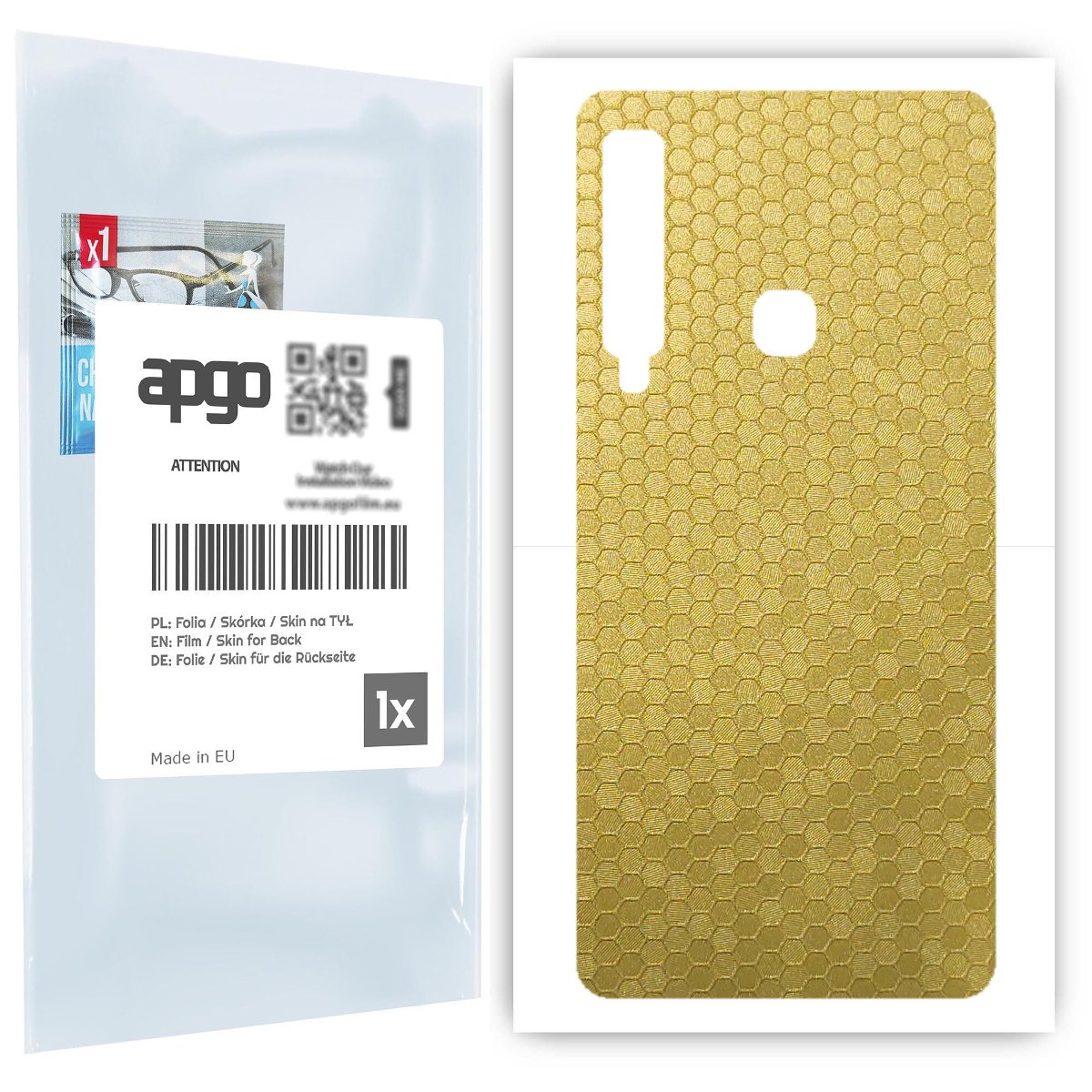 Folia naklejka skórka strukturalna na TYŁ do Samsung Galaxy A9 (2018) -  Plaster Miodu Złoty - apgo SKINS