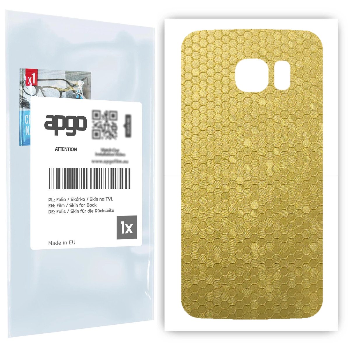 Folia naklejka skórka strukturalna na TYŁ do Samsung Galaxy S6 Edge SM-G925F -  Plaster Miodu Złoty - apgo SKINS