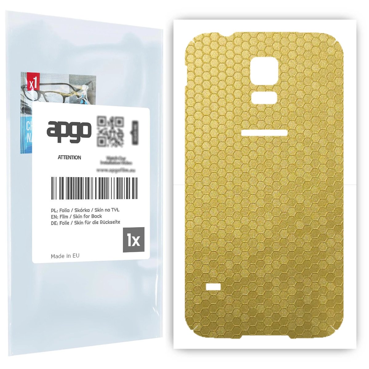 Folia naklejka skórka strukturalna na TYŁ do Samsung Galaxy S5 SM-G900F -  Plaster Miodu Złoty - apgo SKINS