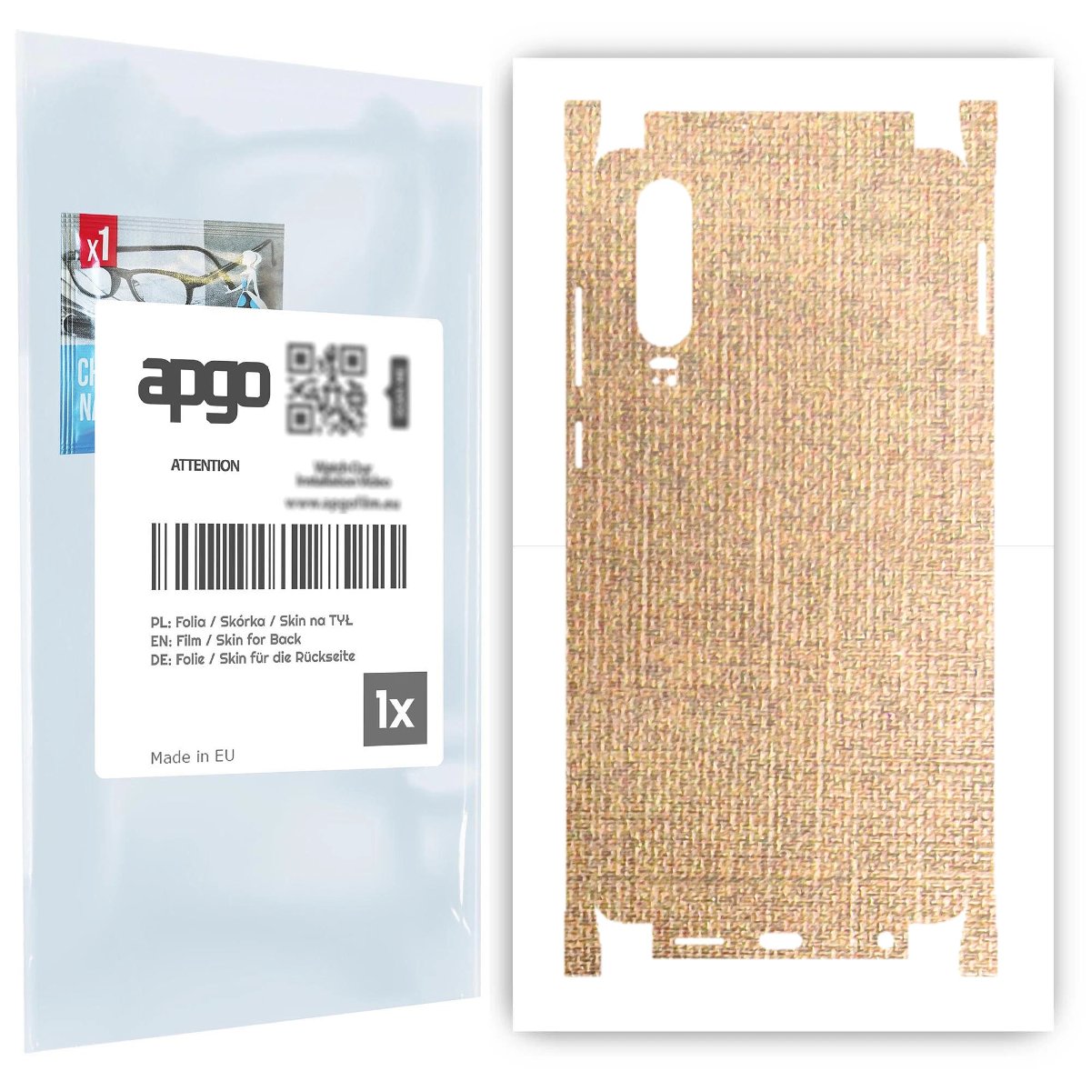 Folia naklejka skórka strukturalna na TYŁ+BOKI do Huawei P30 -  Tkanina Denim Beżowy - apgo SKINS