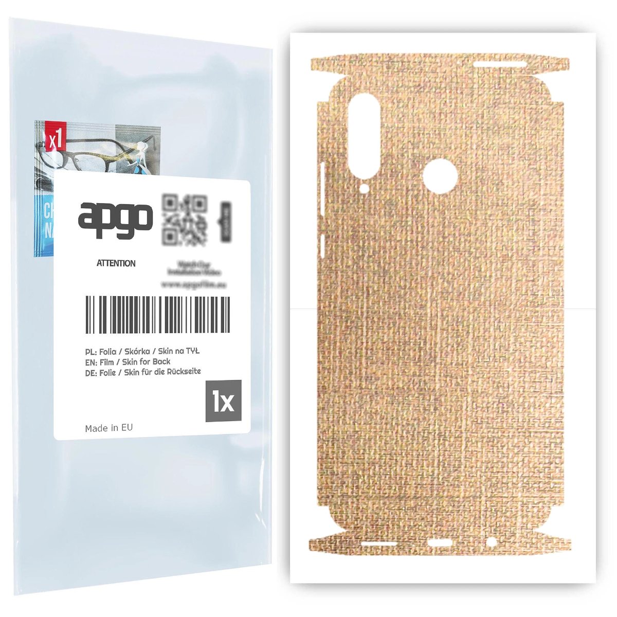 Folia naklejka skórka strukturalna na TYŁ+BOKI do Huawei P30 lite -  Tkanina Denim Beżowy - apgo SKINS
