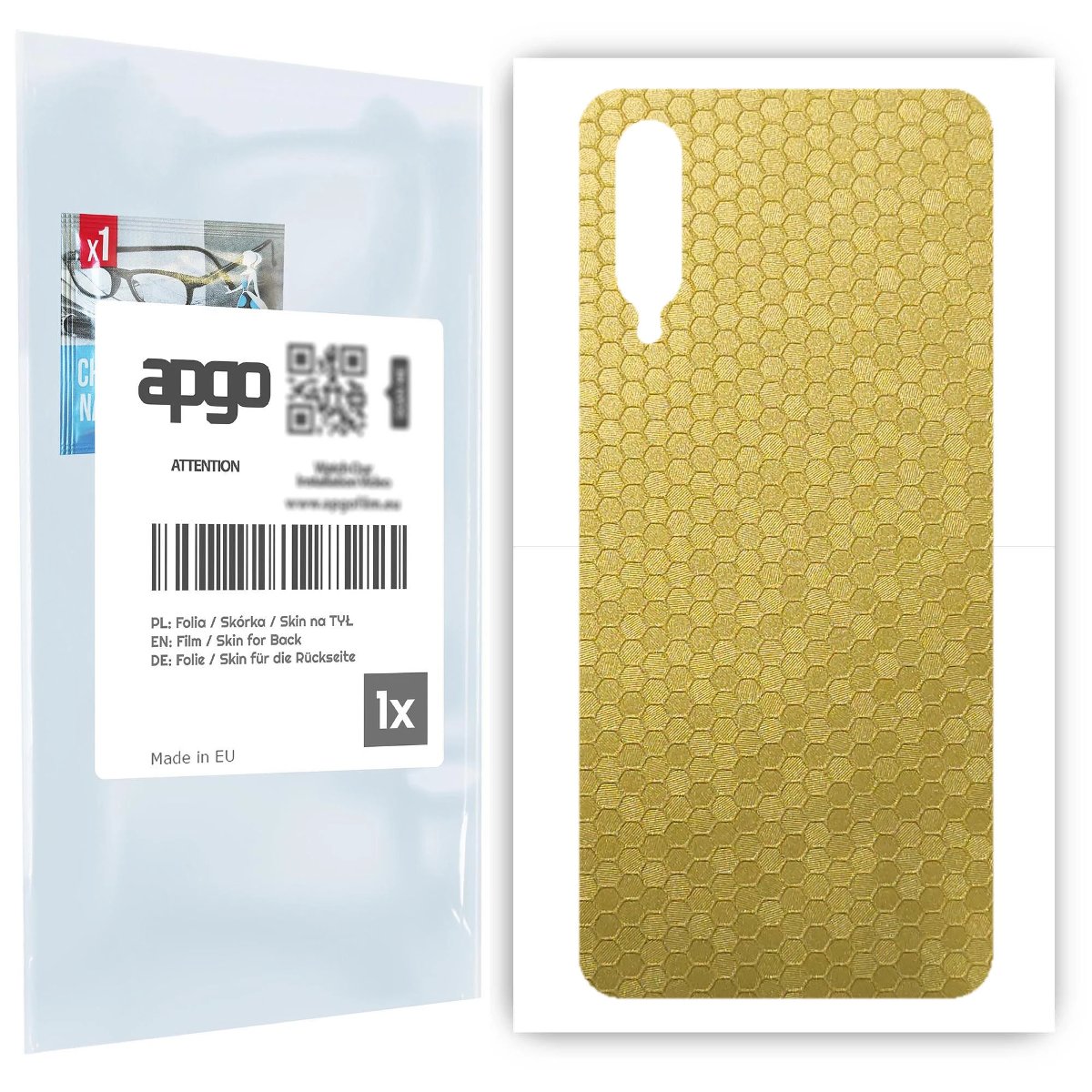 Folia naklejka skórka strukturalna na TYŁ do Xiaomi Mi 9 Lite -  Plaster Miodu Złoty - apgo SKINS