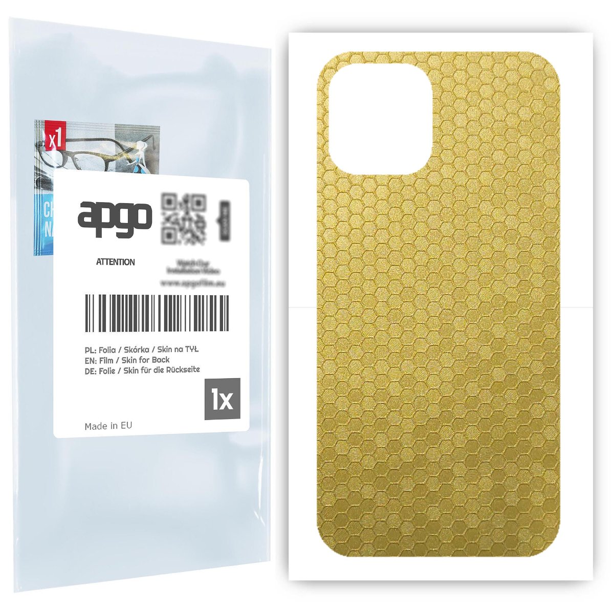 Folia naklejka skórka strukturalna na TYŁ do Apple iPhone 12 Pro Max -  Plaster Miodu Złoty - apgo SKINS