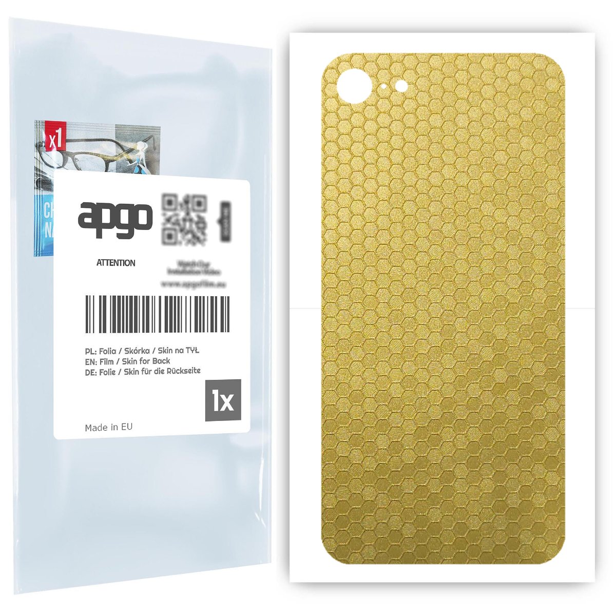 Folia naklejka skórka strukturalna na TYŁ do Apple iPhone SE (2020) -  Plaster Miodu Złoty - apgo SKINS