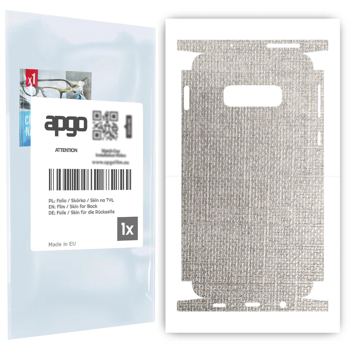 Folia naklejka skórka strukturalna na TYŁ+BOKI do Samsung Galaxy S10e -  Tkanina Denim Szary - apgo SKINS