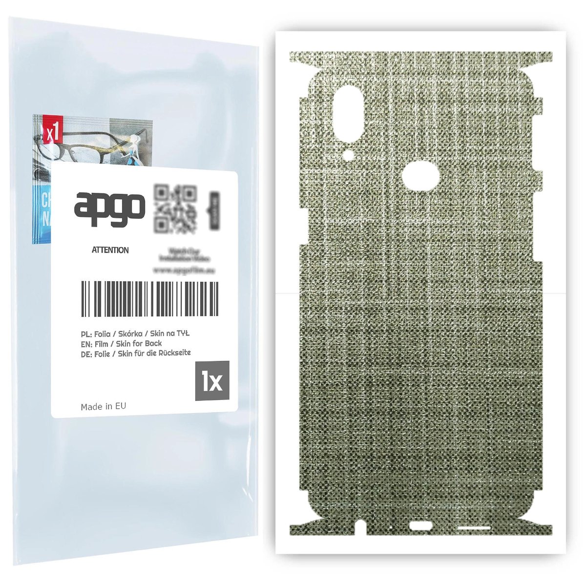 Folia naklejka skórka strukturalna na TYŁ+BOKI do Samsung Galaxy A10s -  Tkanina Lniana - apgo SKINS