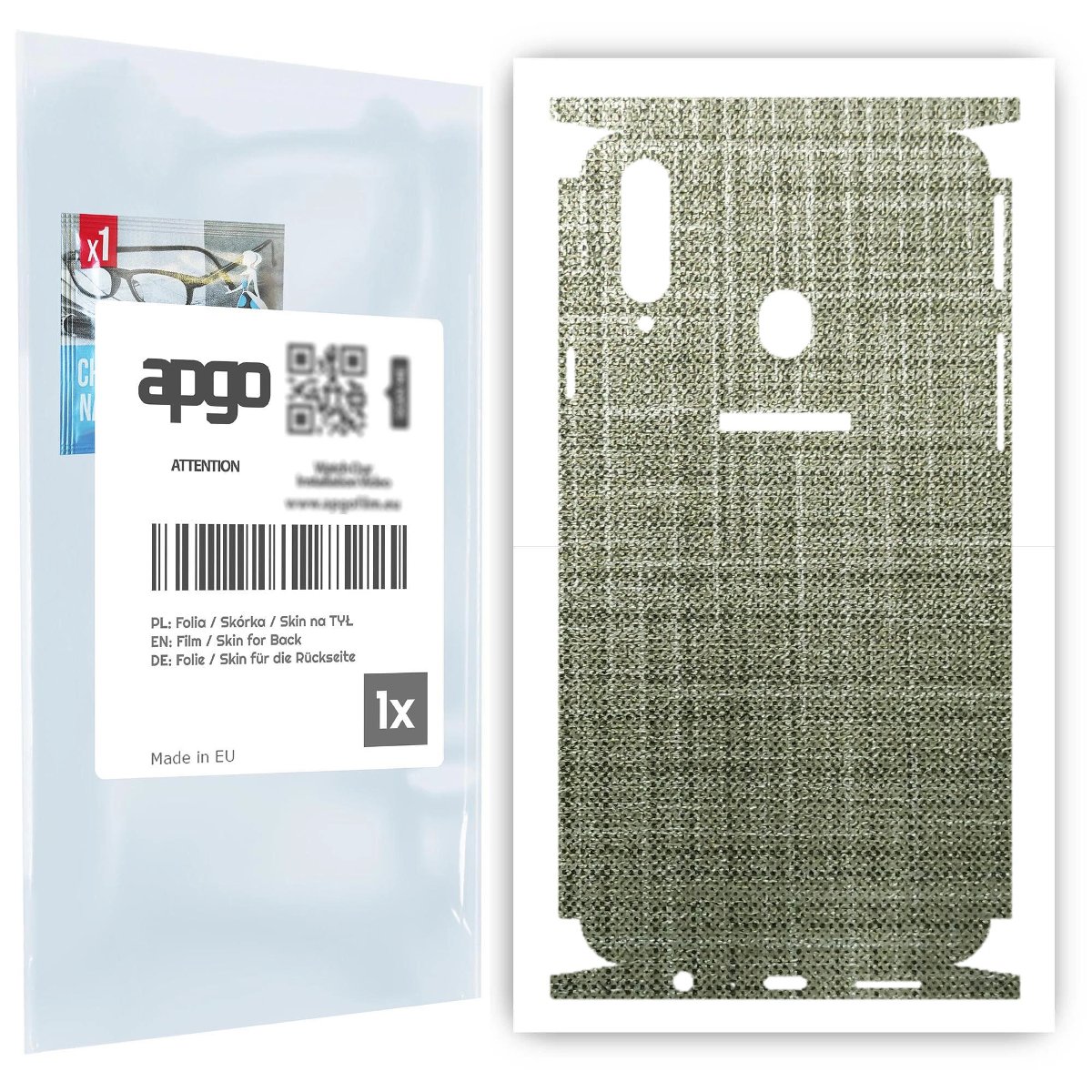 Folia naklejka skórka strukturalna na TYŁ+BOKI do Samsung Galaxy A20s -  Tkanina Lniana - apgo SKINS