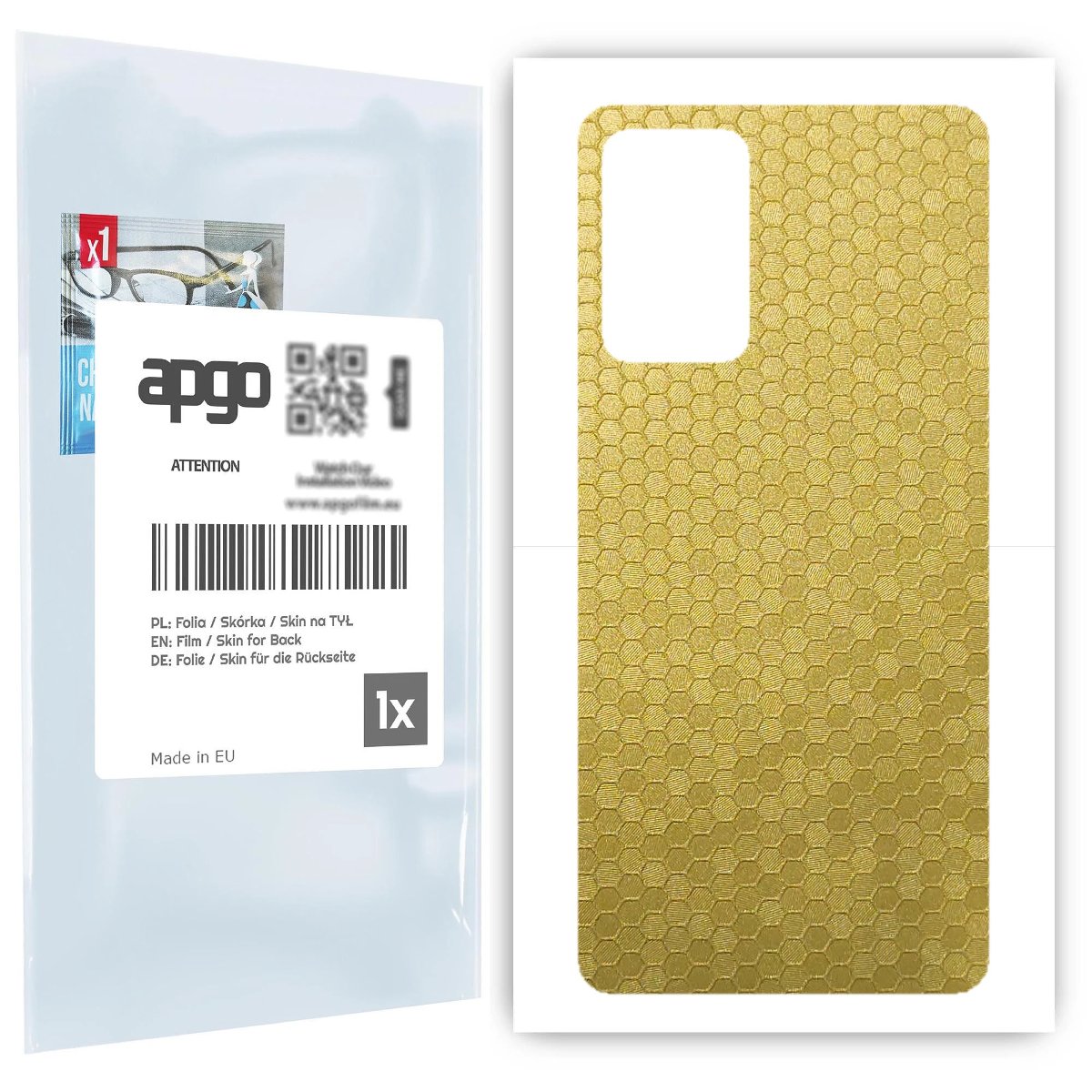 Folia naklejka skórka strukturalna na TYŁ do Samsung Galaxy A72 -  Plaster Miodu Złoty - apgo SKINS