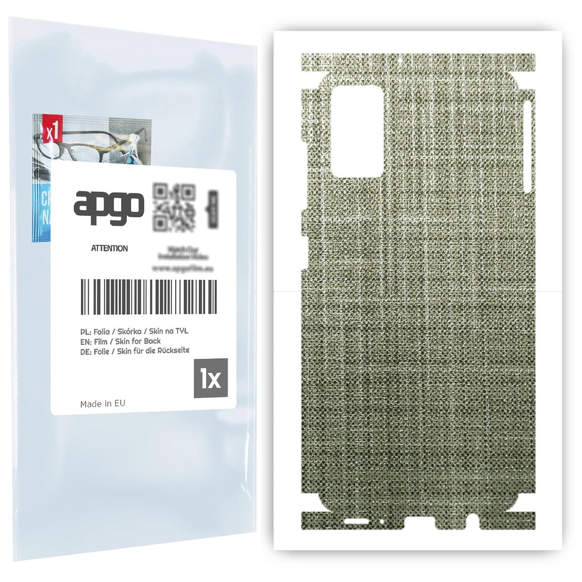 Folia naklejka skórka strukturalna na TYŁ+BOKI do Samsung Galaxy A41 -  Tkanina Lniana - apgo SKINS